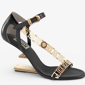 Fendi First Fendace black leather high-heeled sandals
